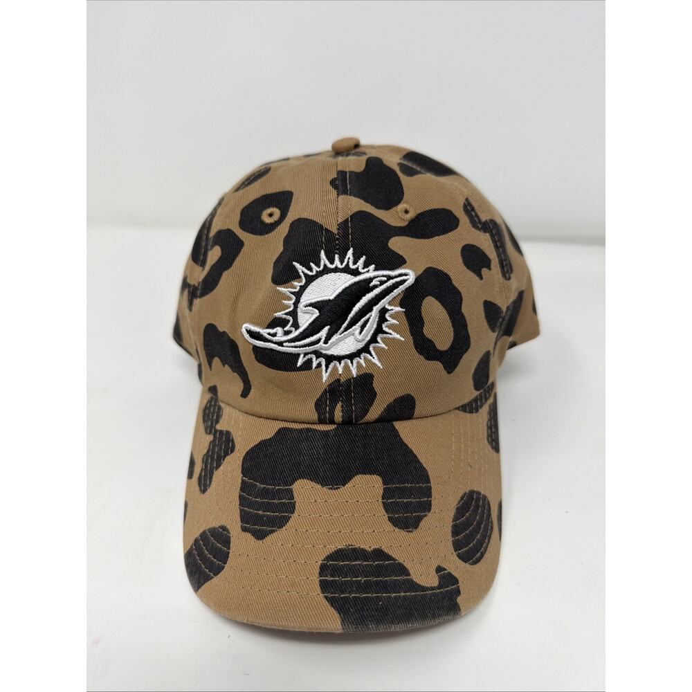 Miami Dolphins Hat Cap Strap Back Womens Camel Camo NFL Football Rosette